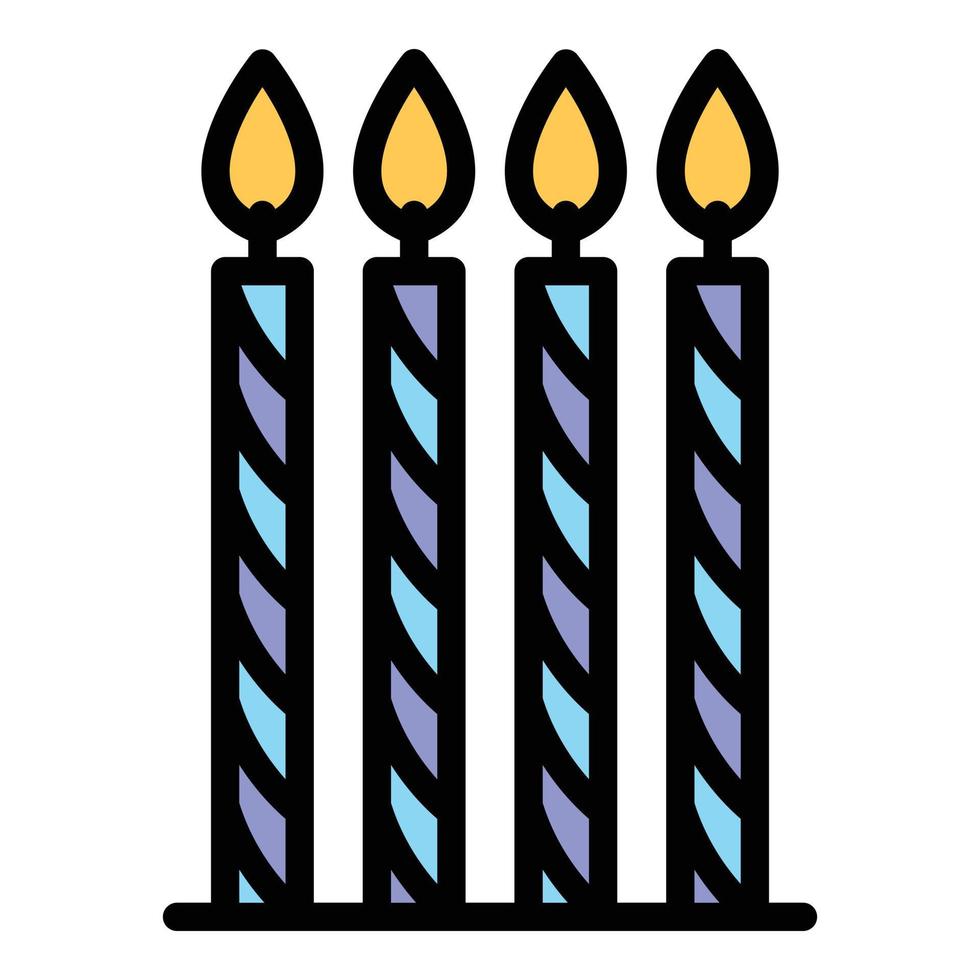 vector de contorno de color de icono de cuatro velas delgadas