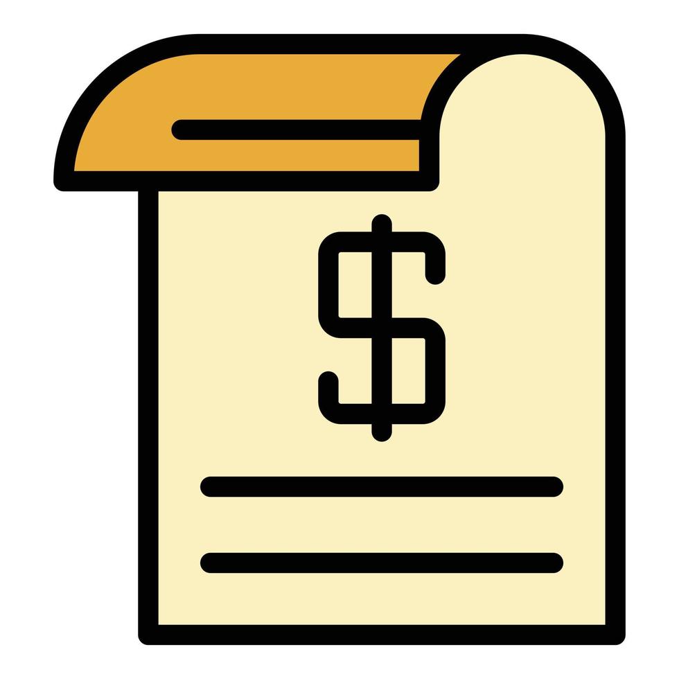 vector de esquema de color de icono de cheque en efectivo