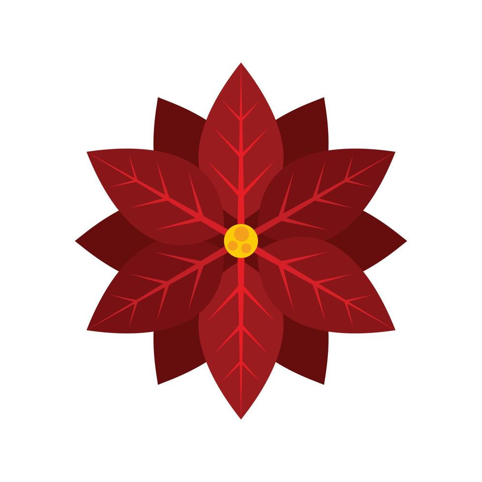 poinsettia icono plano aislado vector