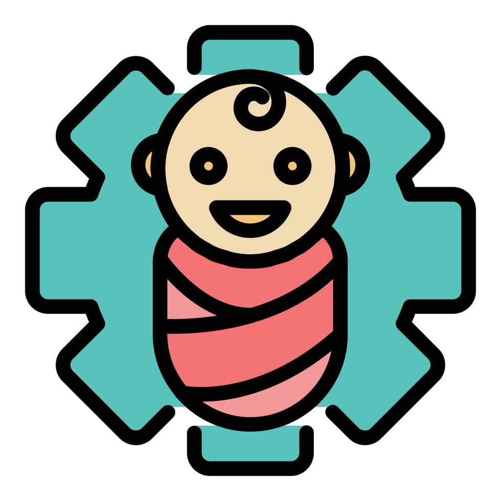 Baby and medical cross icon color outline vector