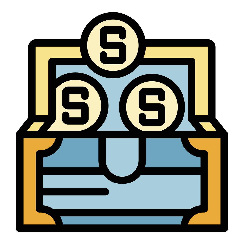 Money chest icon color outline vector