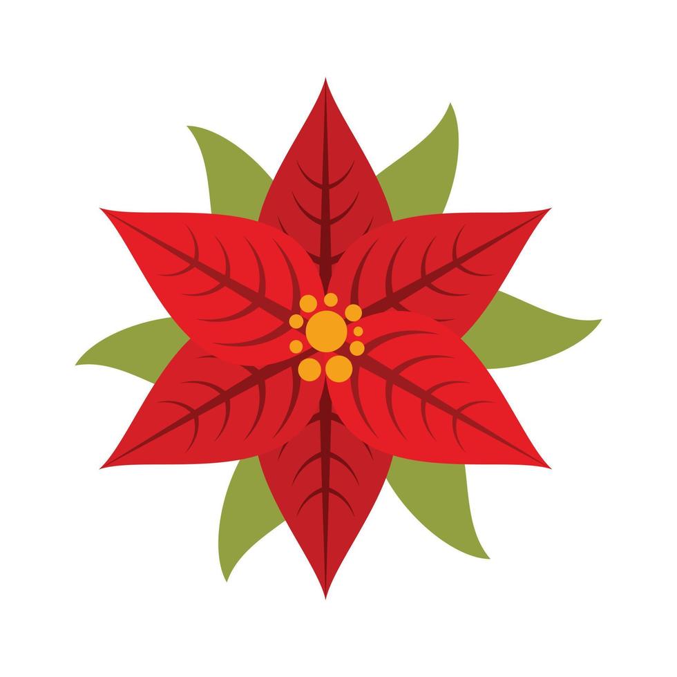 Branch poinsettia icon flat isolated vector