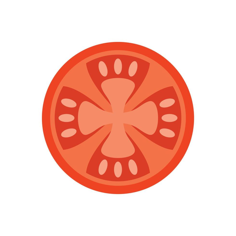 Cutted garden tomato icon flat isolated vector