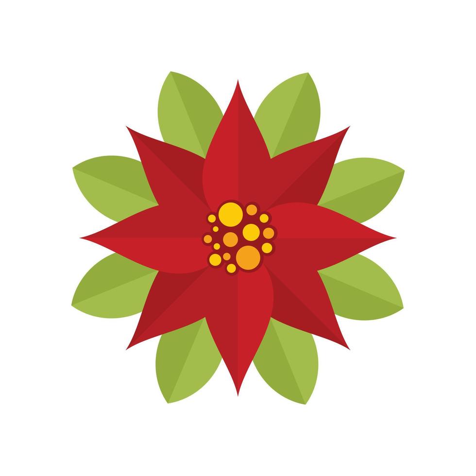 icono de poinsettia floral vector aislado plano