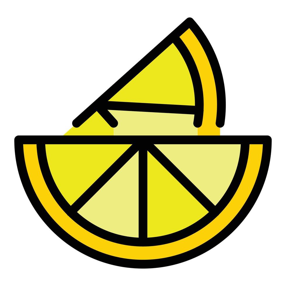 Two slices of lemon icon color outline vector