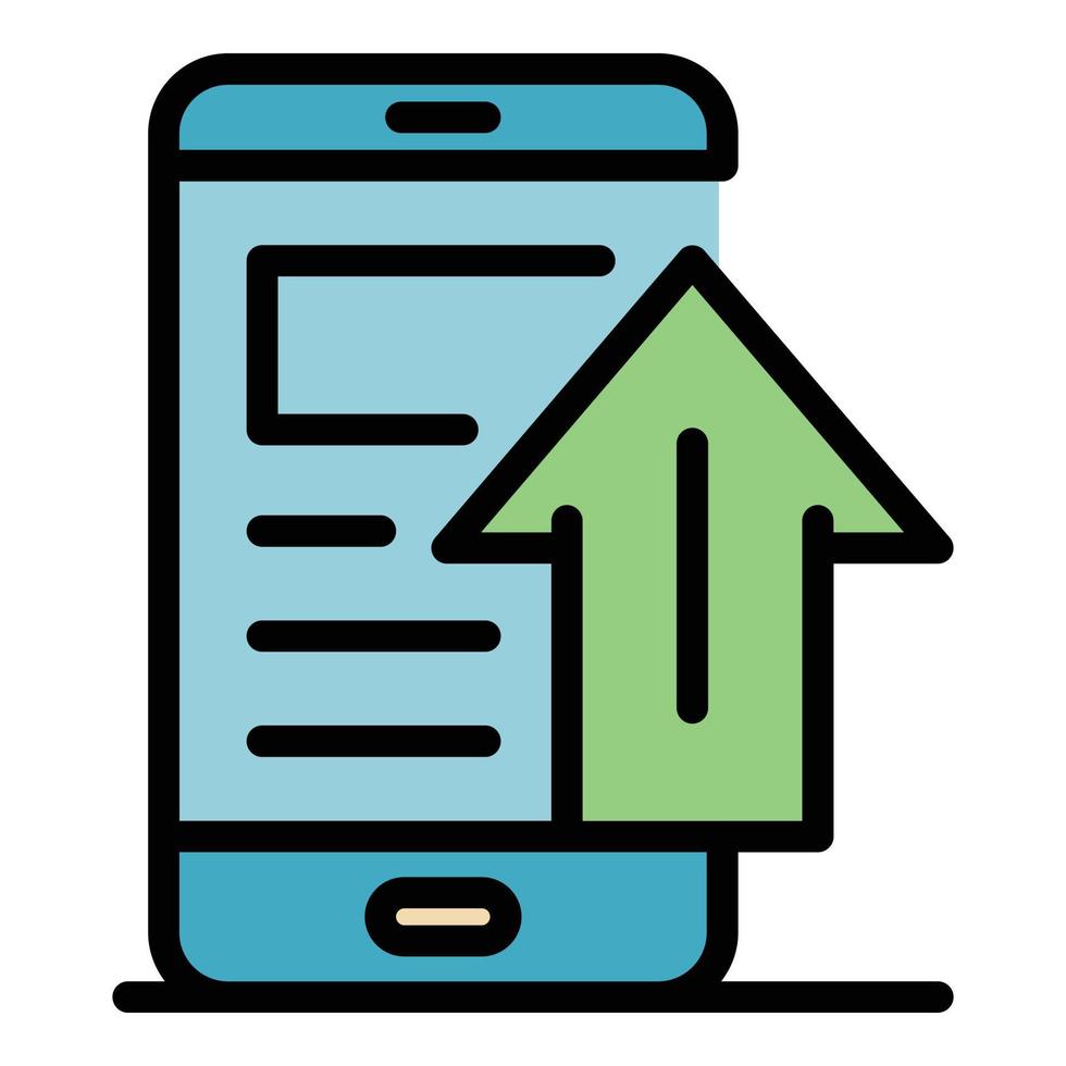 Smartphone upload icon color outline vector