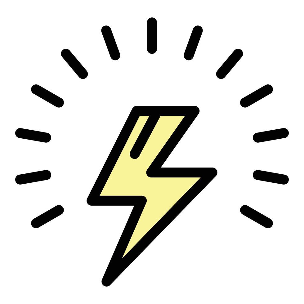 Lightning bolt icon color outline vector