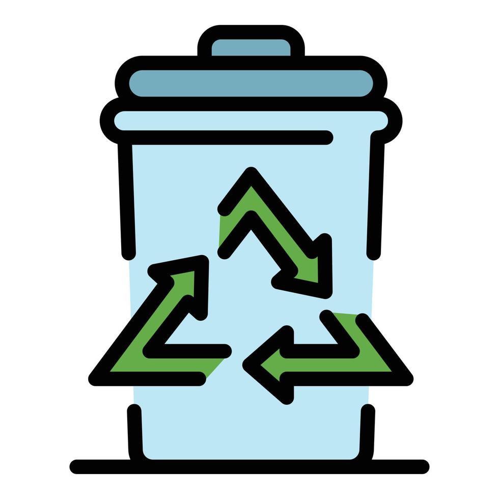 Garbage bin icon color outline vector