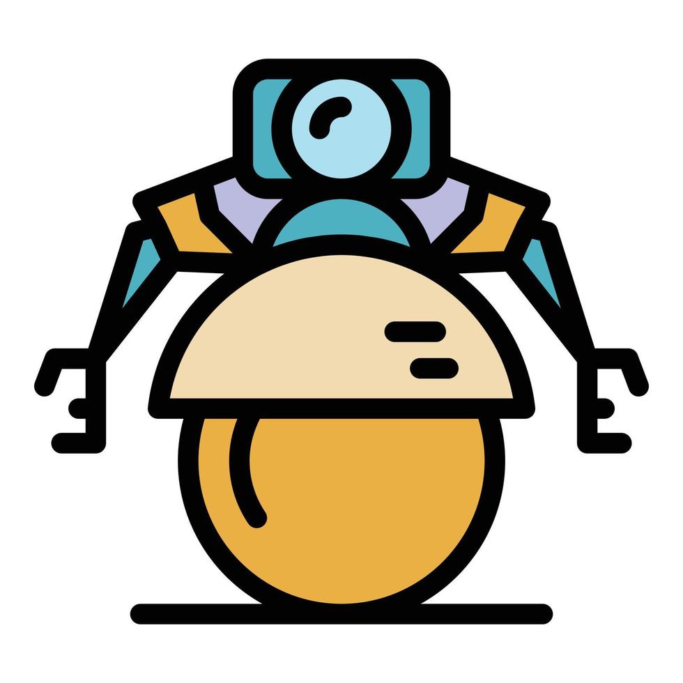 Sphere robot icon color outline vector