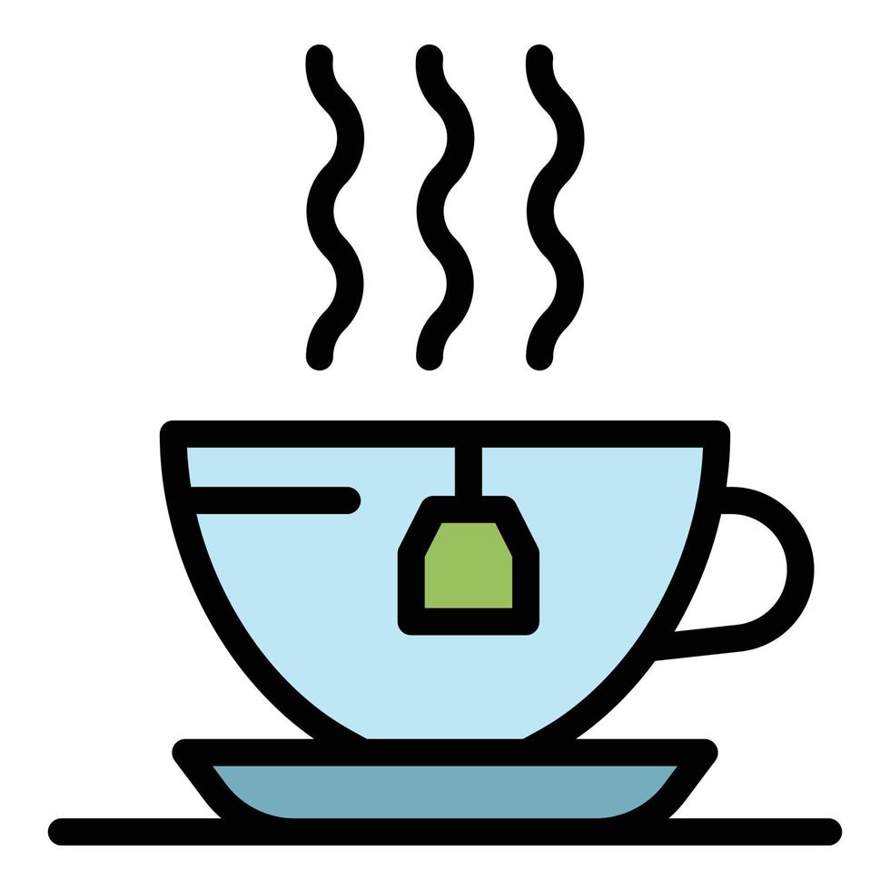vector de contorno de color de icono de taza de té caliente