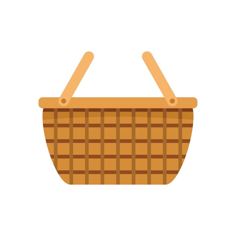 Wicker hamper icon flat isolated vector