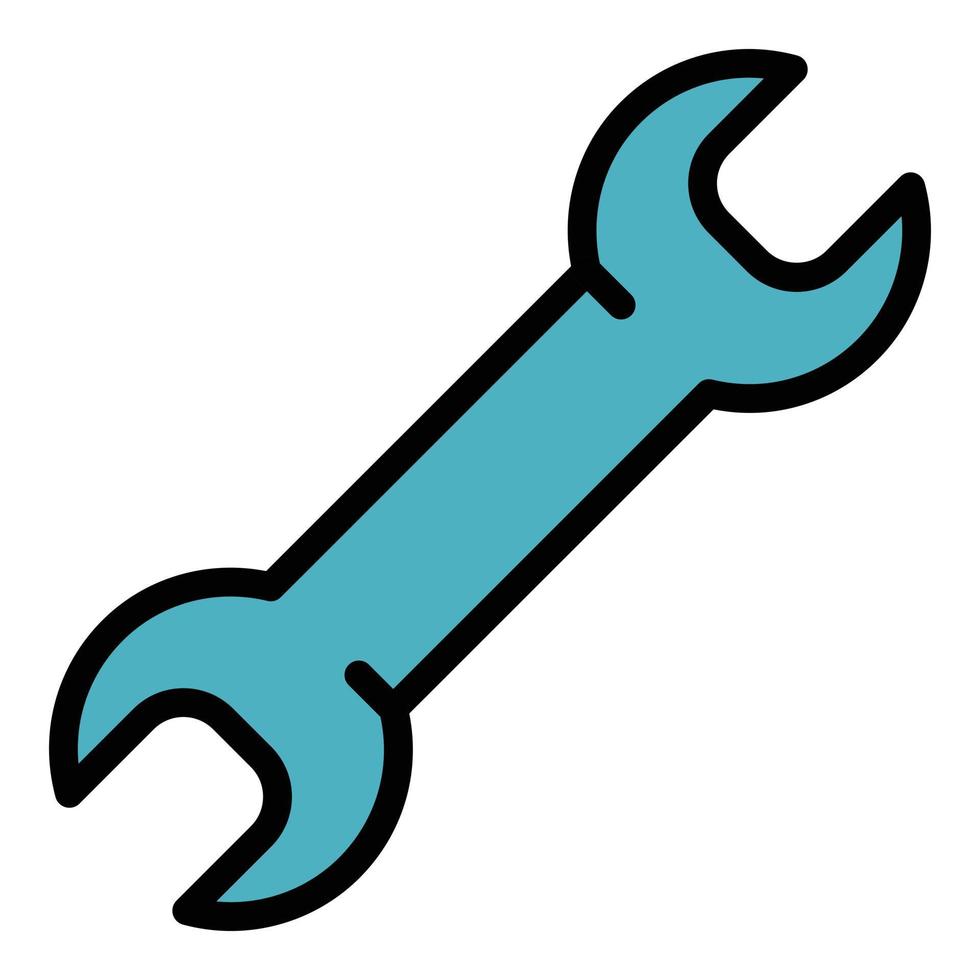 Fix wrench icon color outline vector