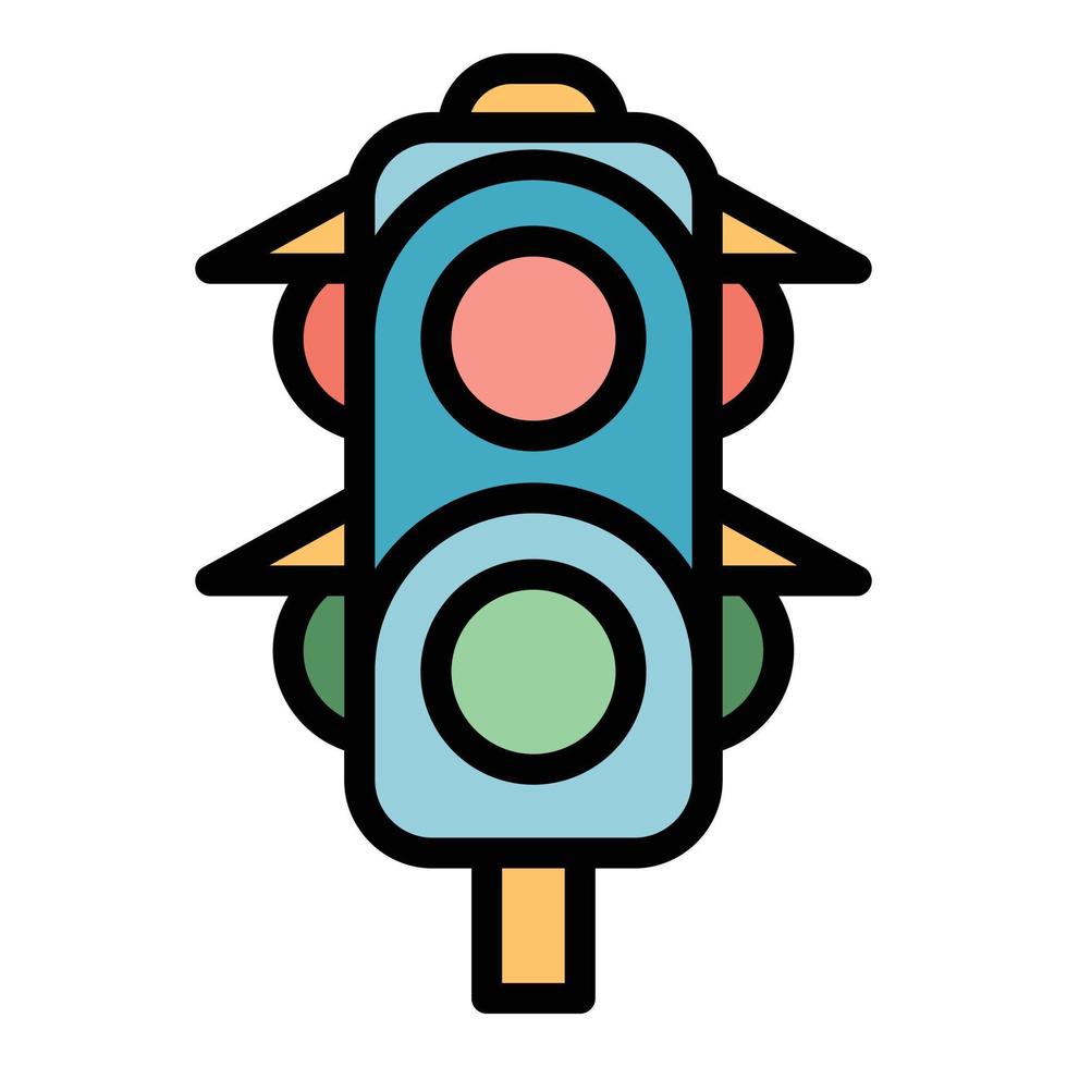 Traffic lights icon color outline vector