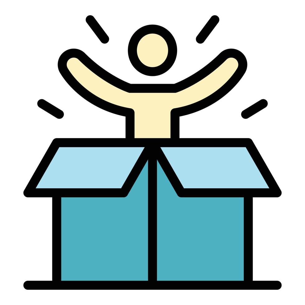 Man from gift box icon color outline vector
