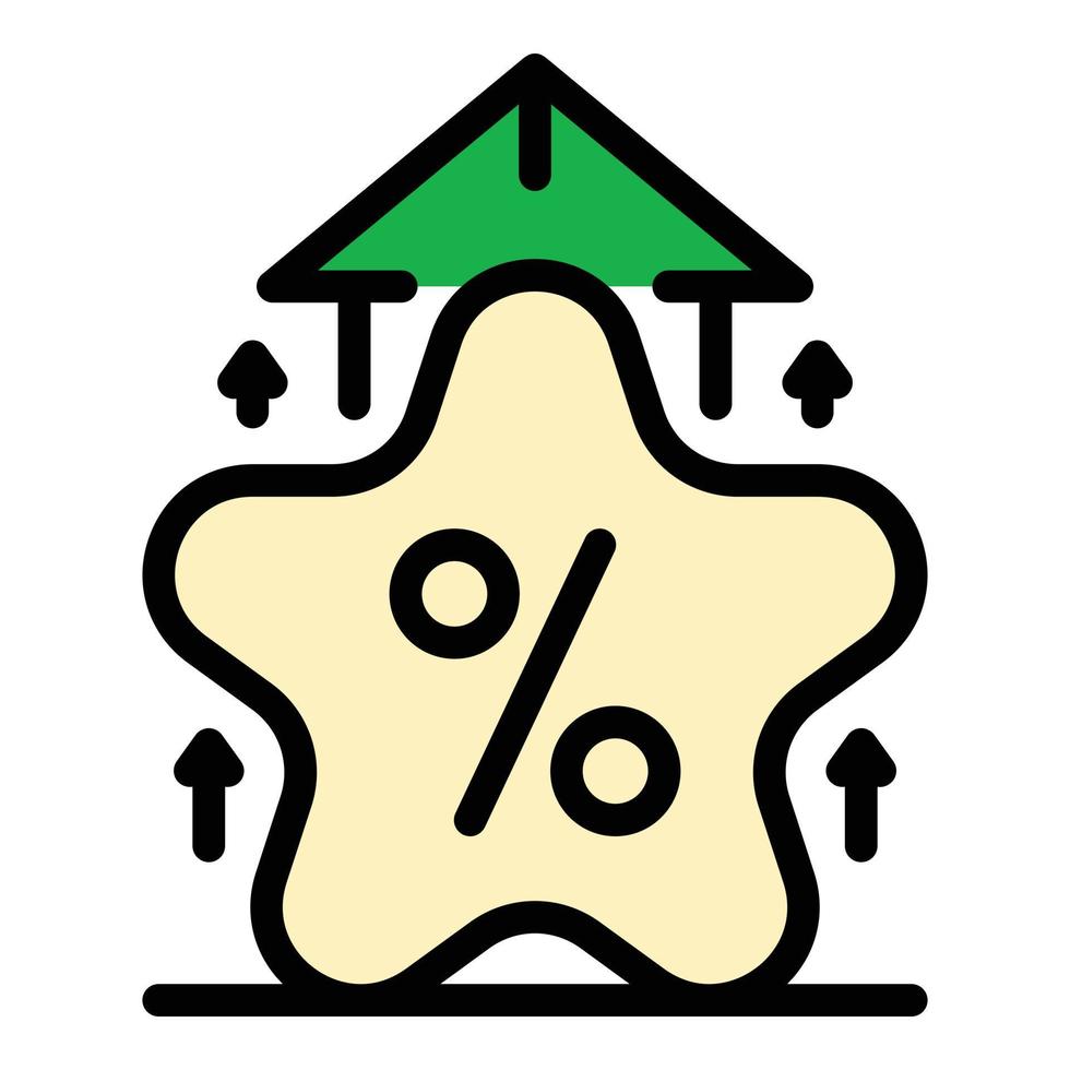 Star loyalty percent icon color outline vector