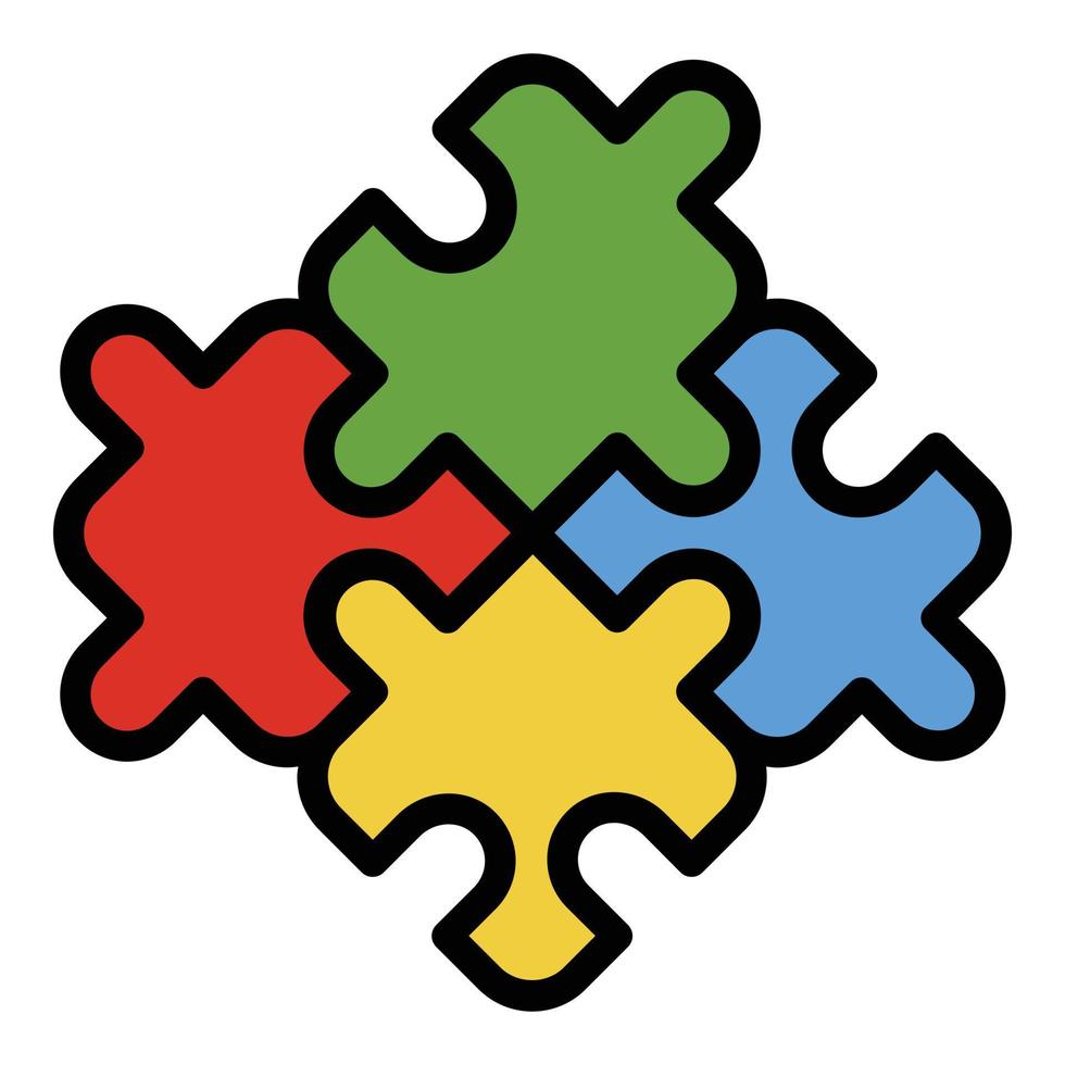 Puzzle connection icon color outline vector