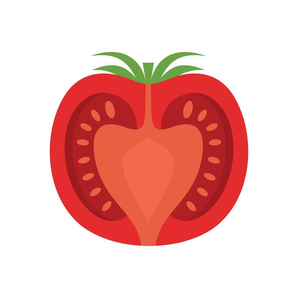 icono de medio tomate vector aislado plano