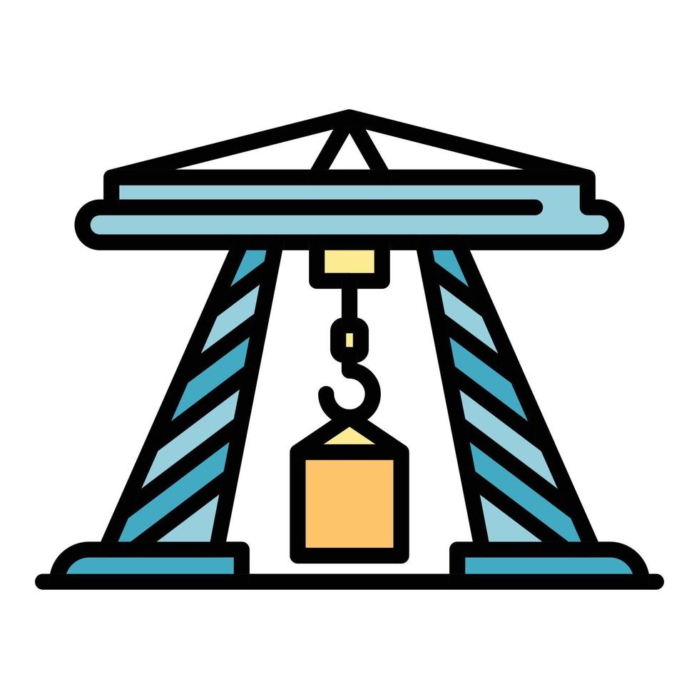 Sea port crane icon color outline vector