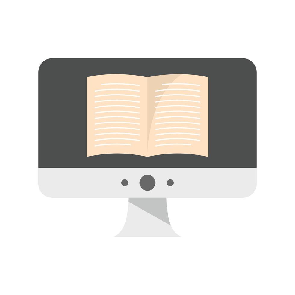Computer ebook icon flat isolated vector