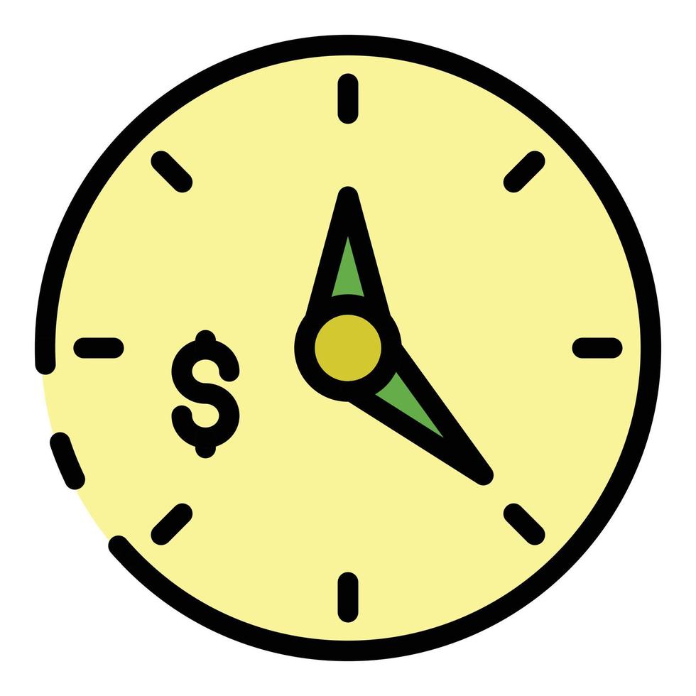 Money clock icon color outline vector