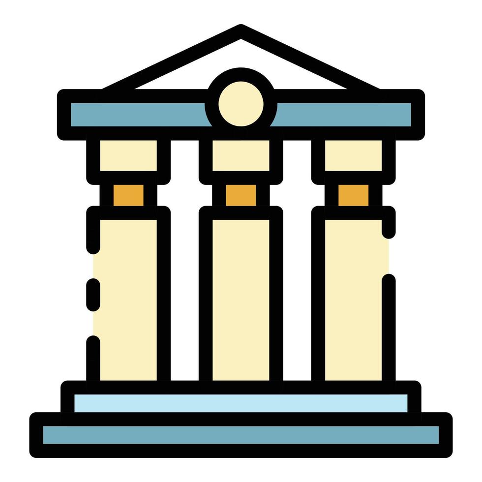 Bank building icon color outline vector