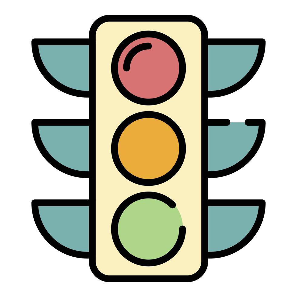 Traffic lights icon color outline vector