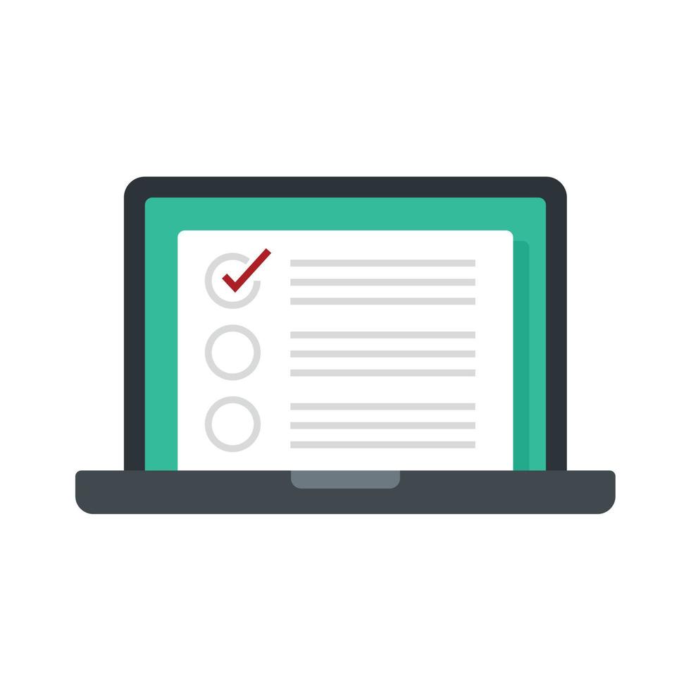Laptop crm icon flat isolated vector