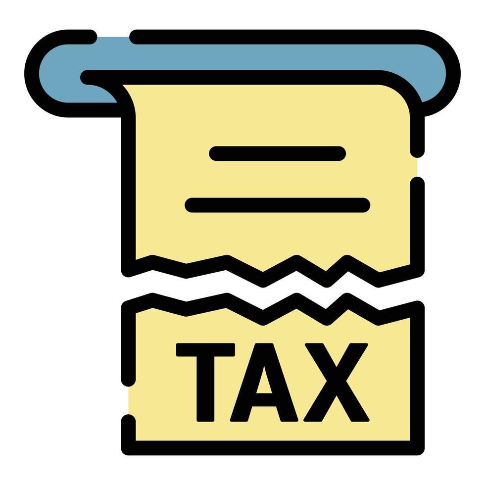 Tax paper icon color outline vector