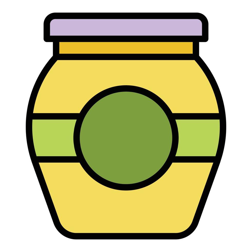 vector de esquema de color de icono de tarro de mermelada de conservación