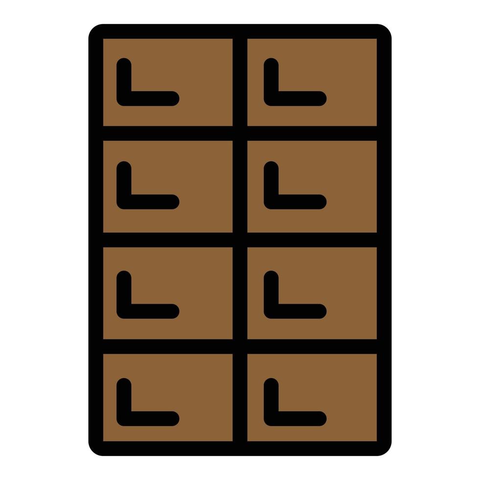 vector de contorno de color de icono de barra de chocolate