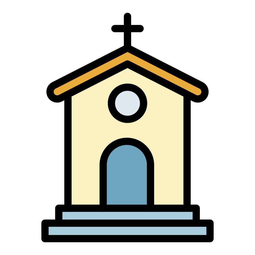 Small church icon color outline vector