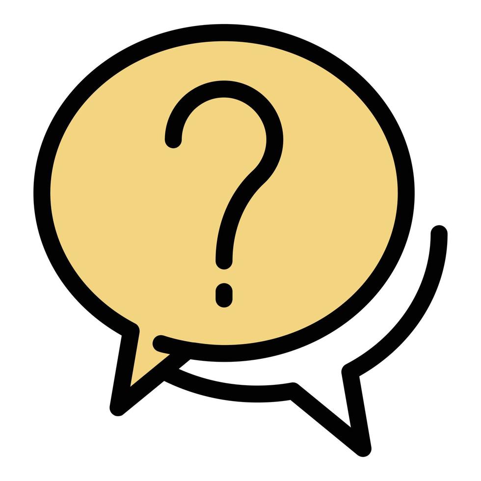 Question chat icon color outline vector