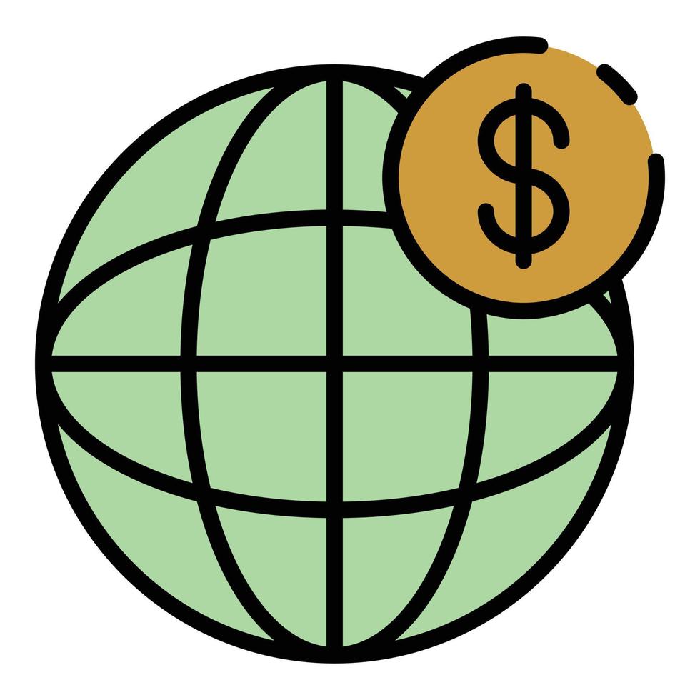 Web global money icon color outline vector