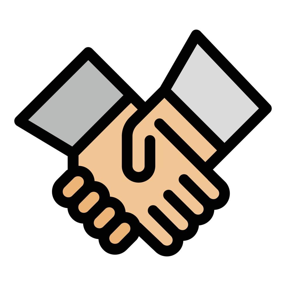 Handshake icon color outline vector