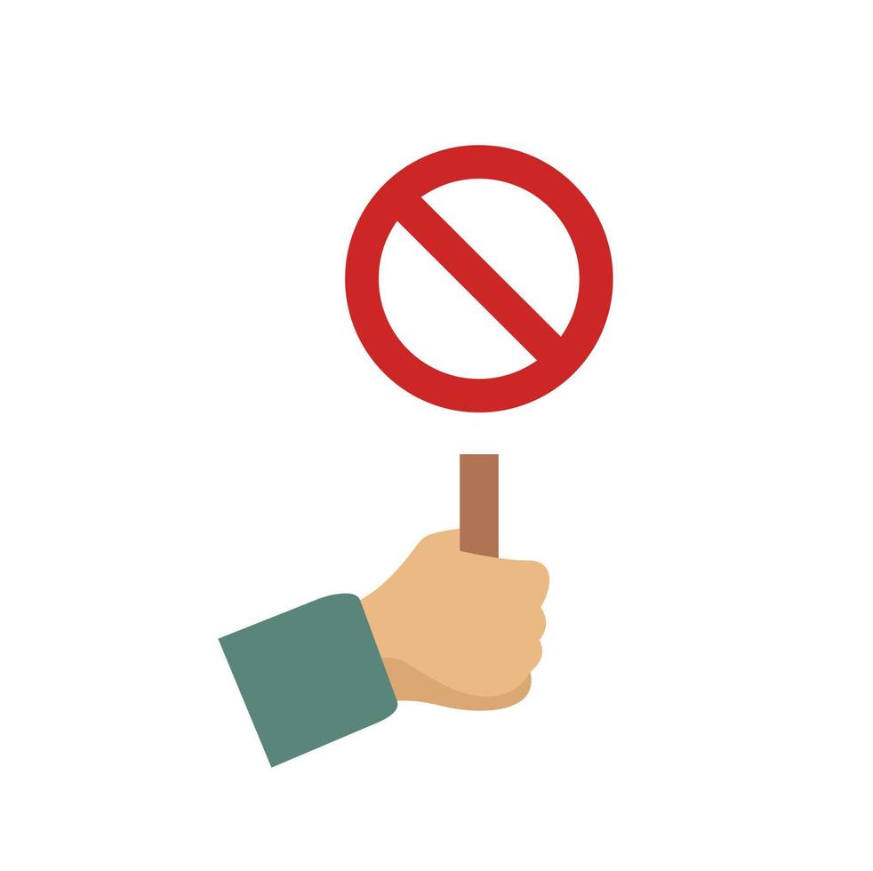 Hand hold stop sign icon flat isolated vector