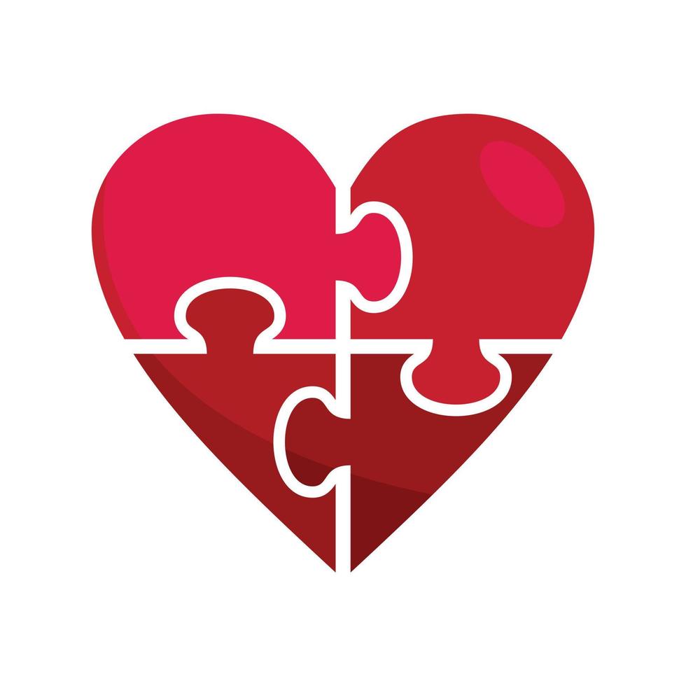 Heart jigsaw icon flat isolated vector