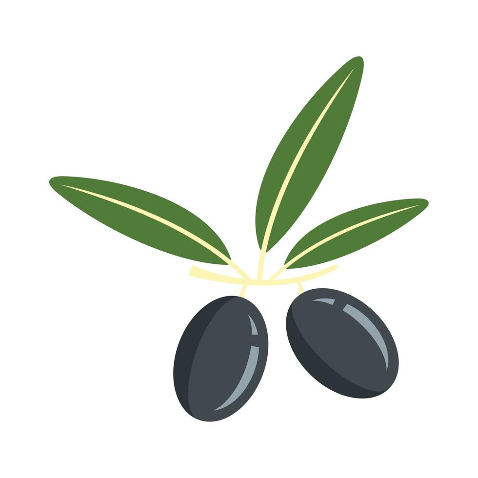 vector aislado plano de icono de oliva griego negro