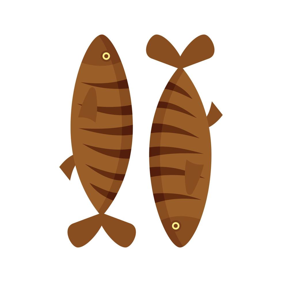 Fried fish icon flat isolated vector