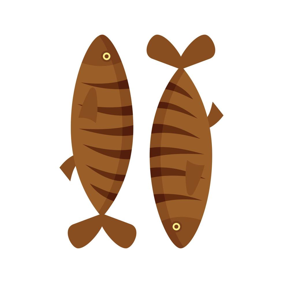 icono de pescado frito vector aislado plano