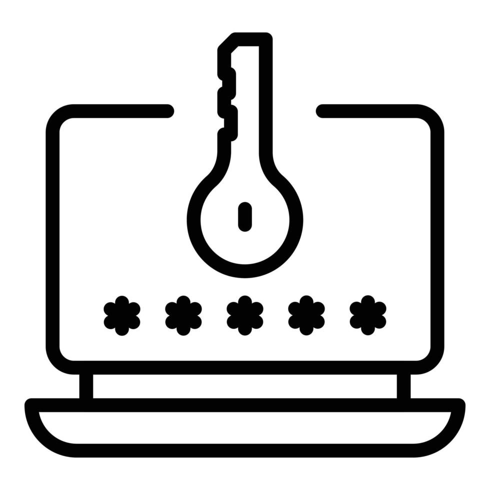 Laptop code key icon outline vector. Step login vector