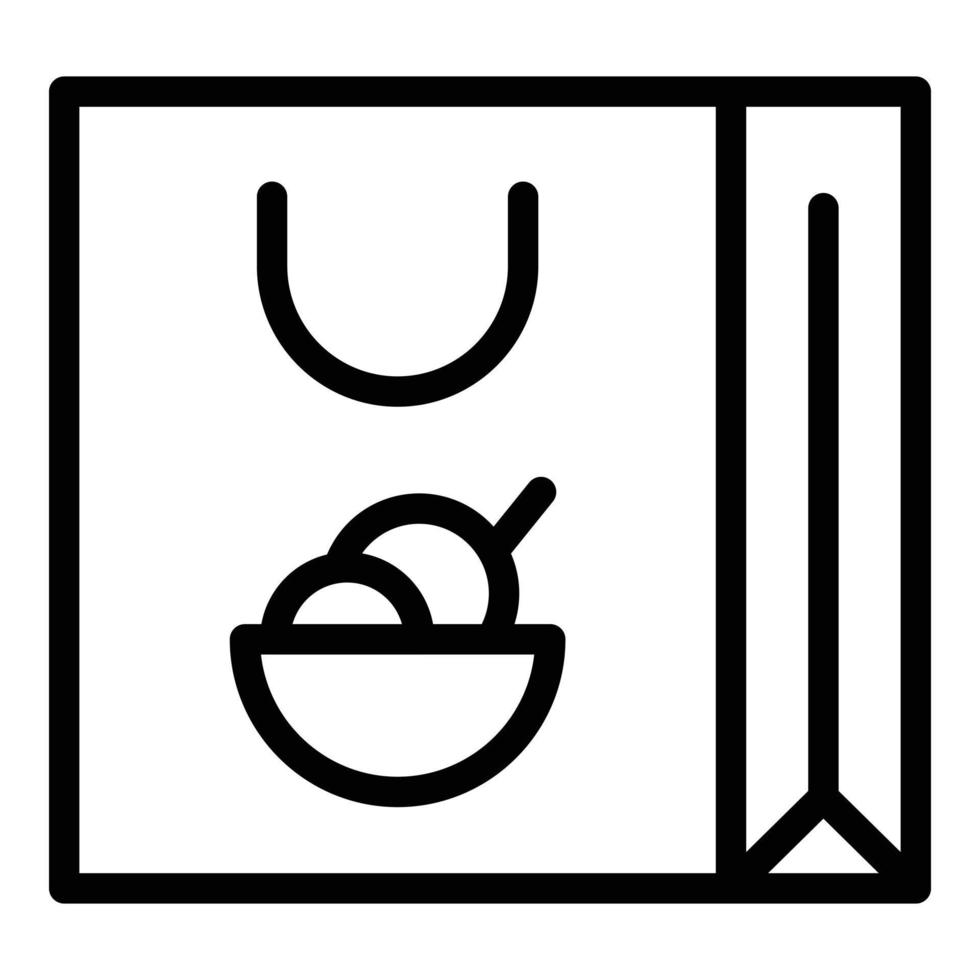 vector de contorno de icono de bolsa de comida de entrega. pedido en línea
