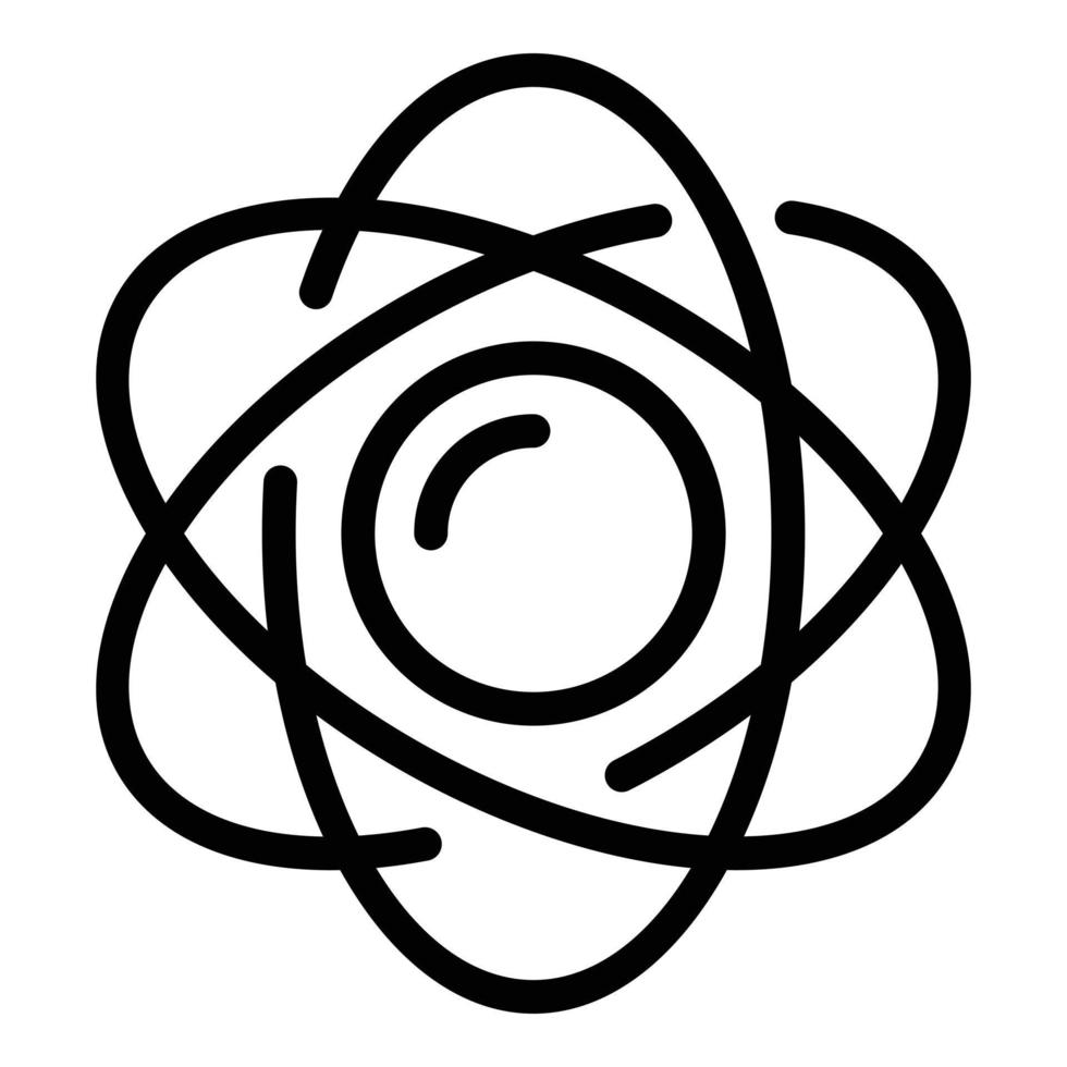 vector de contorno de icono de estructura de átomo. ciencia de laboratorio