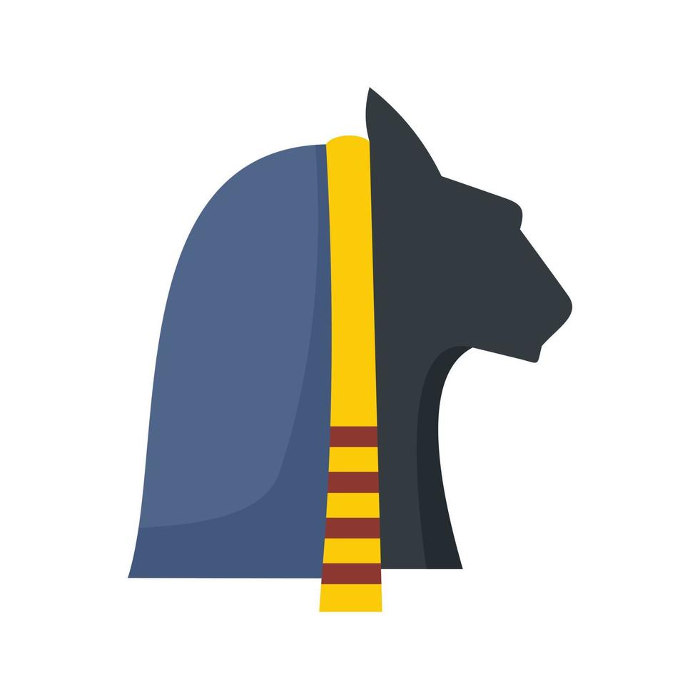 Egypt cat head icon flat isolated vector