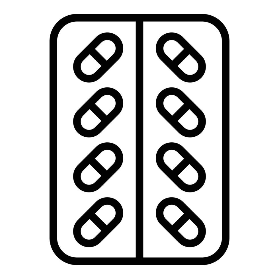 Capsule pill blister icon outline vector. Tablet pack vector