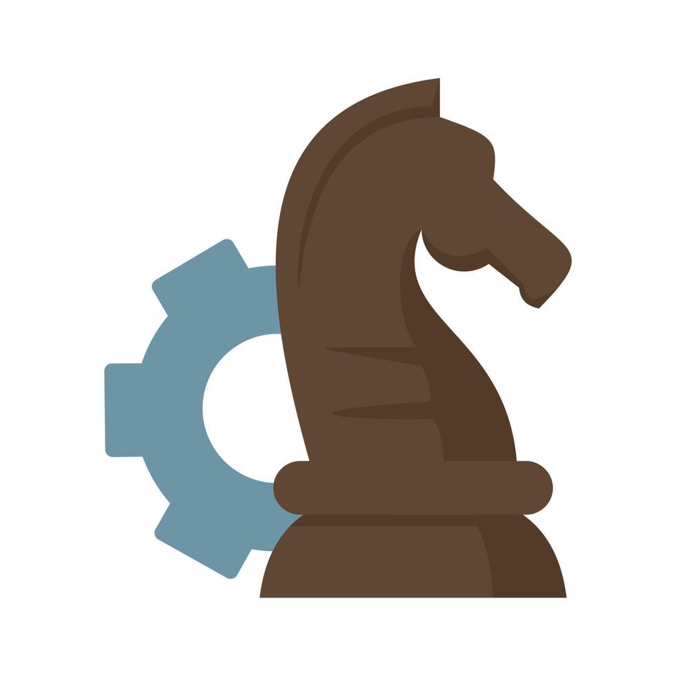 Gear chess horse icon flat isolated vector
