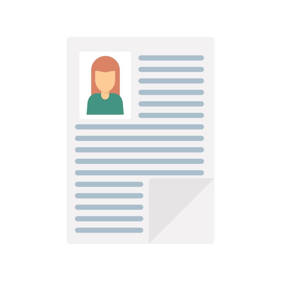 Woman cv paper icon flat isolated vector