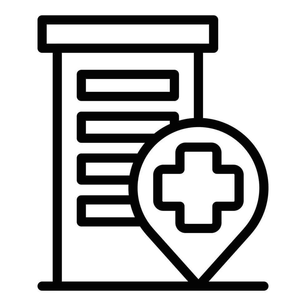 Hospital building location icon outline vector. Medical clinic vector