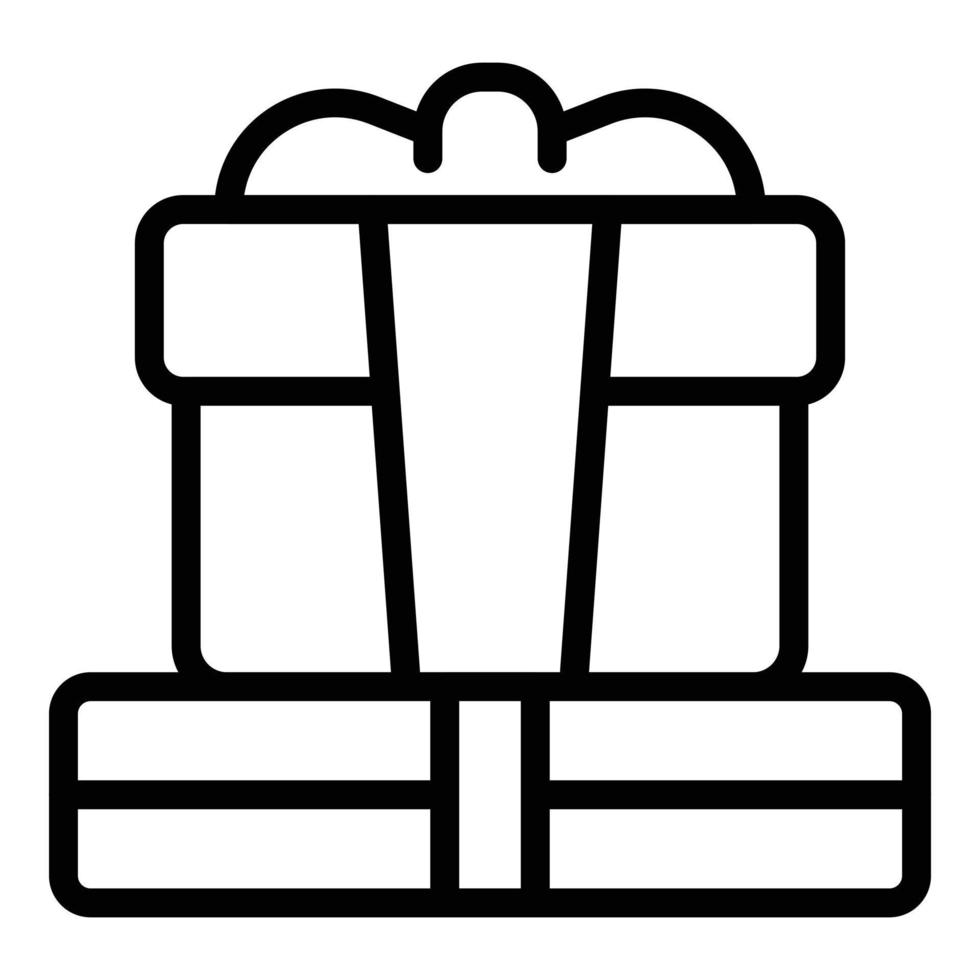 Giftbox icon outline vector. Ribbon present vector