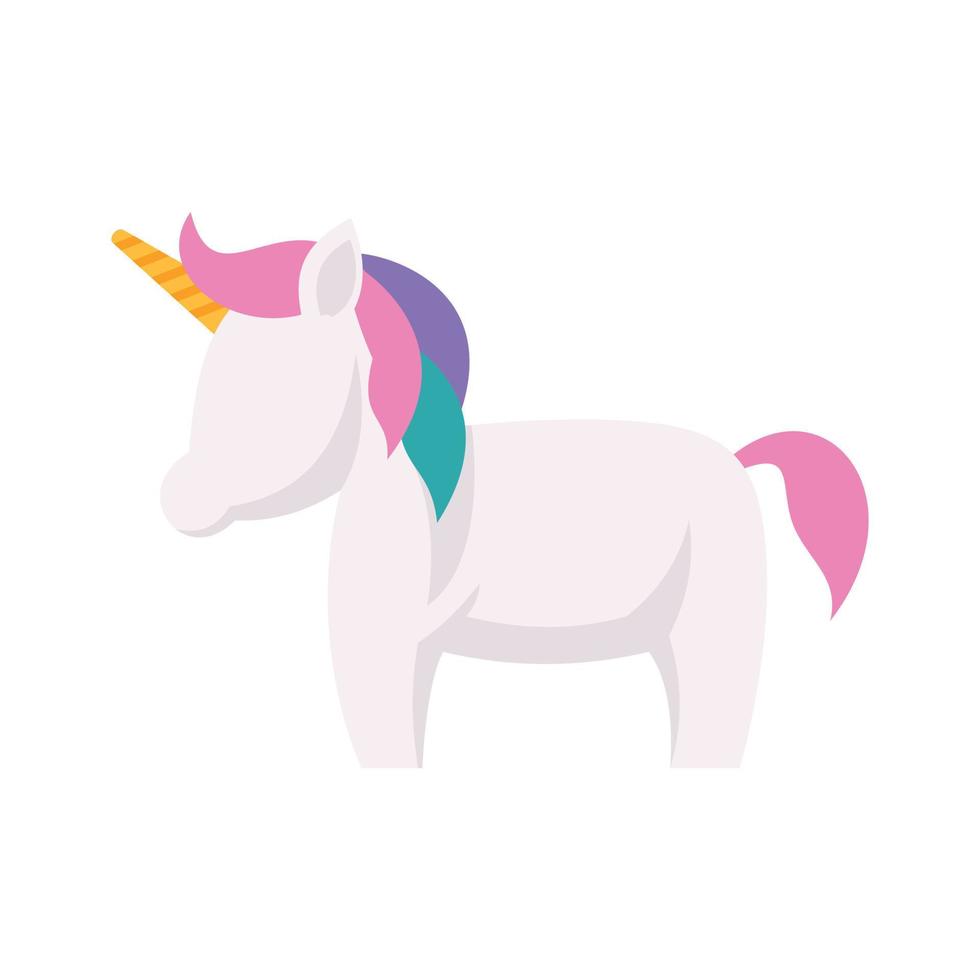 colorido unicornio icono plano aislado vector