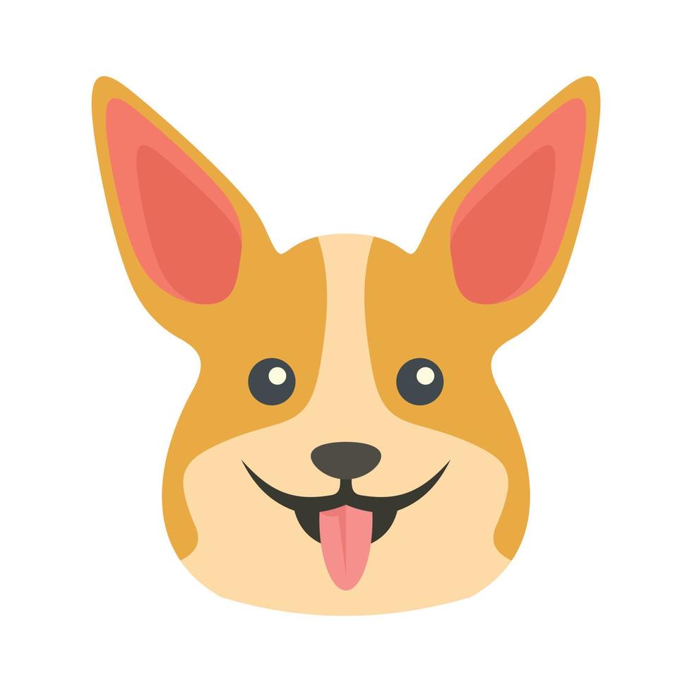 Happy corgi dog icon flat isolated vector